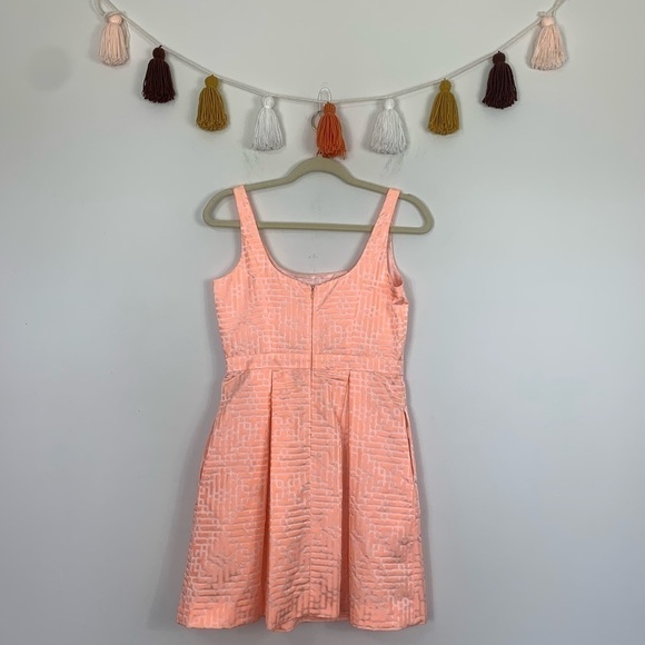 Shoshanna Pleated Sleeveless Peach Pink Mini Dress Size 4 - Picture 11 of 11